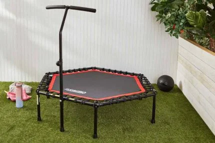 Trampoline 50" Foldable Mini Trampoline, Fitness Rebounder with Adjustable Foam Handle, Exercise Trampoline for Adults Kid Indoor Workout，Load 300kgs