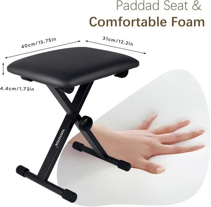 Adjustable & Portable Piano Keyboard Stool Bench - Image 2