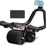 Abdominal Exercise Roller Wheel with Timer and Mat - Ultimate Core Workout Set Automatic Rebound Ab with Elbow Support - Abs Exercise Equipment for Home Gym Fitness Men and Women
