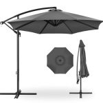 Cantilever Umbrella, Small Canopy Hot Tub Umbrella Backyard Umbrella Patio Canopy Suitable for Garden Outside Shade And Rain Backyard with Steel Pole 118.1" Taupe