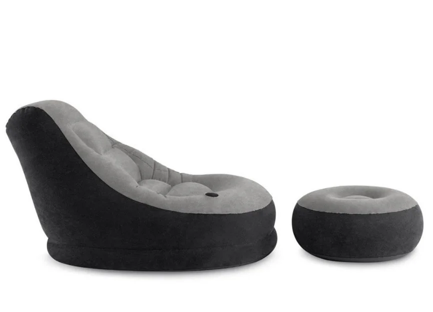 2025/03/1002237578.jpg INFLATABLE DELUXE LOUNGE LOUNGER CHAIR WITH OTTOMAN FOOT STOOL SEAT RELAX COUCH - Image 1