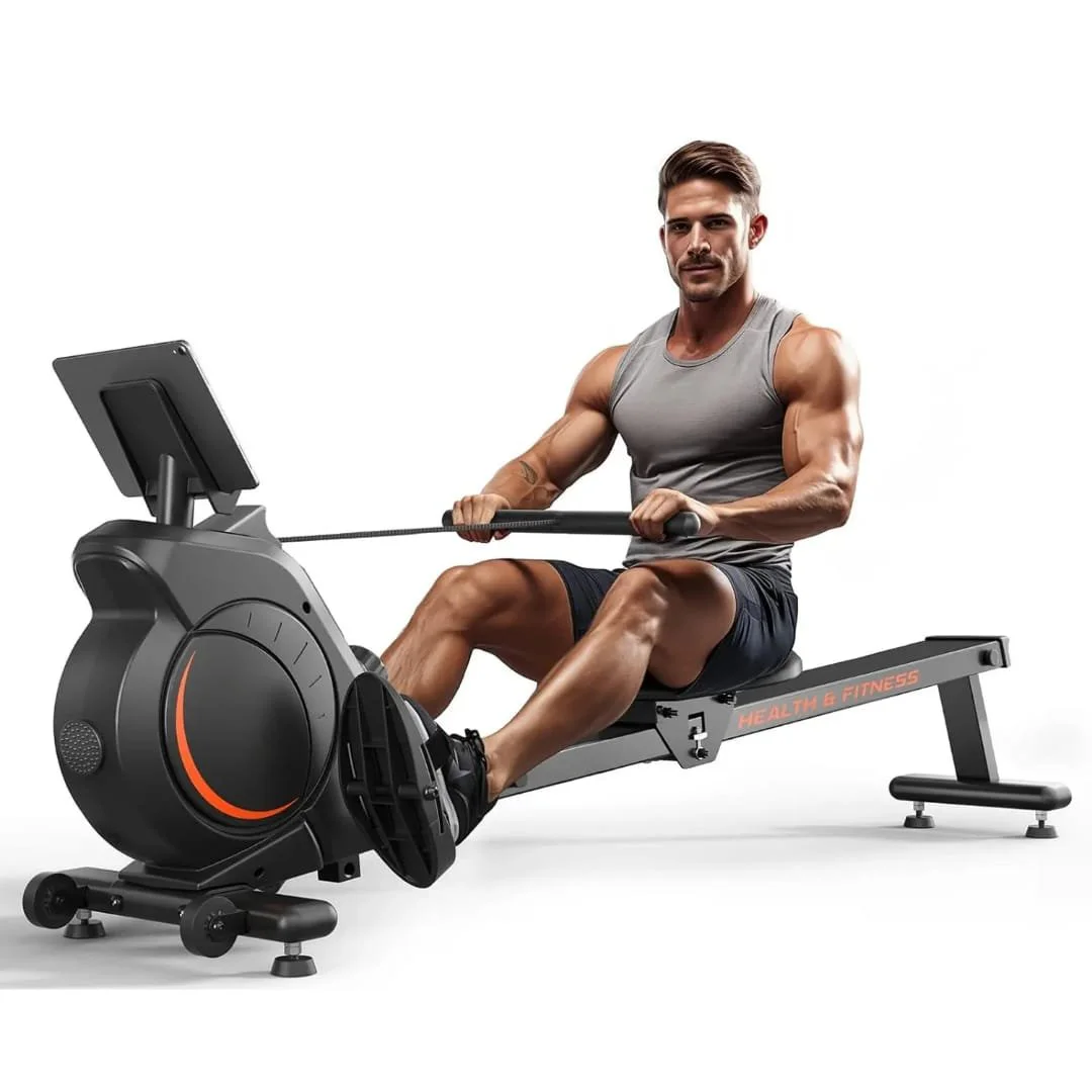 Magnetic Rowing Machine, Foldable Rower for Home Use with Bluetooth, App Supported, Tablet Holder and Comfortable Seat Cushion - Image 1