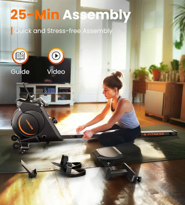 Magnetic Rowing Machine, Foldable Rower for Home Use with Bluetooth, App Supported, Tablet Holder and Comfortable Seat Cushion - Image 5