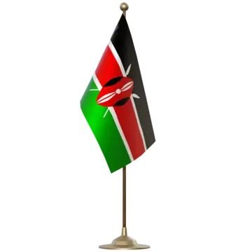 Large Size Kenyan Flag With a Premium Golden Flag Post.