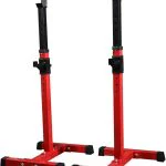 Adjustable Steel Squat Stands Barbell Free-Press Bench, Home Gym Portable Dumbbell Racks Weight Stand Bench Support Barbell Rack, Multifunction Sturdy DurableRed