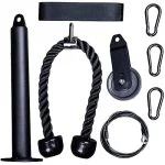 Home Gym Cable Pulley System with Silent Pulley, Tricep Rope, 2m Cables, Loading Pin, 3 Carabiner and Hanging Strap, Home Gym Equipment for LAT Pulldown and Triceps Extension - Image 4
