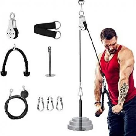 Home Gym Cable Pulley System with Silent Pulley, Tricep Rope, 2m Cables, Loading Pin, 3 Carabiner and Hanging Strap, Home Gym Equipment for LAT Pulldown and Triceps Extension - Image 2