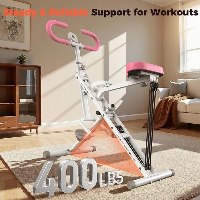 Squat Machine for Home,Rodeo Core Exercise Machine,330lbs Foldable,Adjustable 4 Resistance Bands,Ride & Rowing Machine for Botty Glutes Butt Thighs,Ab Back/Leg Press Hip Thrust - Image 7
