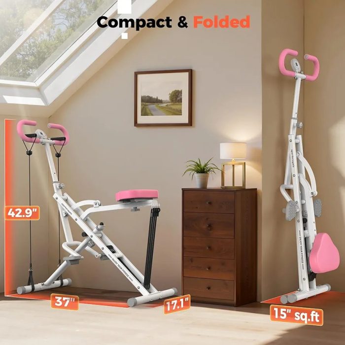 Squat Machine for Home,Rodeo Core Exercise Machine,330lbs Foldable,Adjustable 4 Resistance Bands,Ride & Rowing Machine for Botty Glutes Butt Thighs,Ab Back/Leg Press Hip Thrust - Image 3